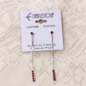 NEW Silver Plated Red Garnet Crystal Long Drop Dangle Earrings Jewelry Gifts